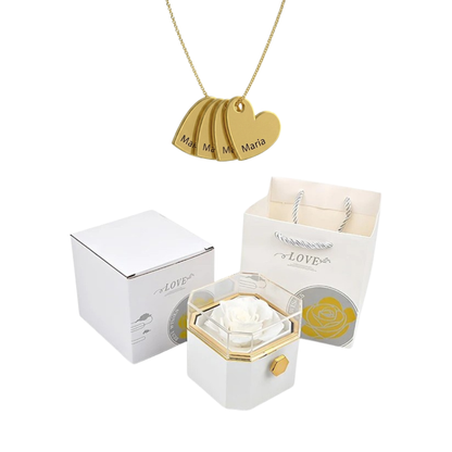 Coffret Rose Éternelle & Collier Personnalisé