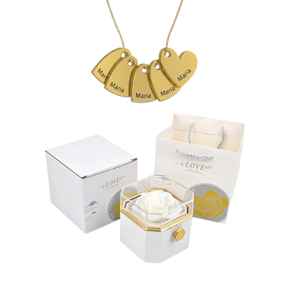 Coffret Rose Éternelle & Collier Personnalisé