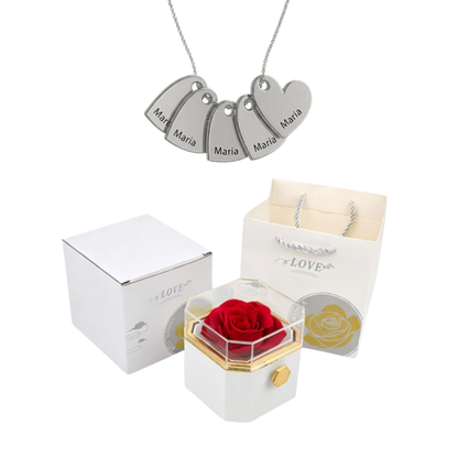 Coffret Rose Éternelle & Collier Personnalisé