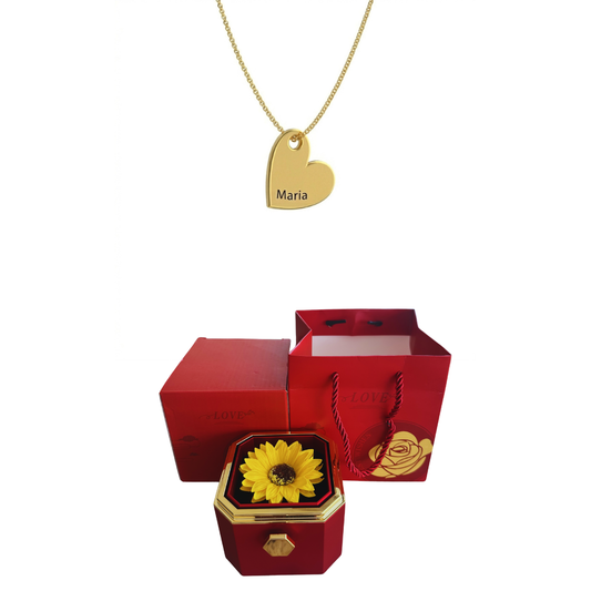 Coffret Tournesol Éternel & Collier Personnalisé