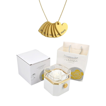 Coffret Rose Éternelle & Collier Personnalisé