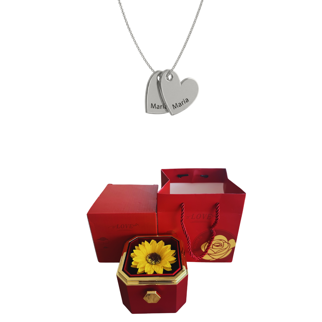 Coffret Tournesol Éternel & Collier Personnalisé