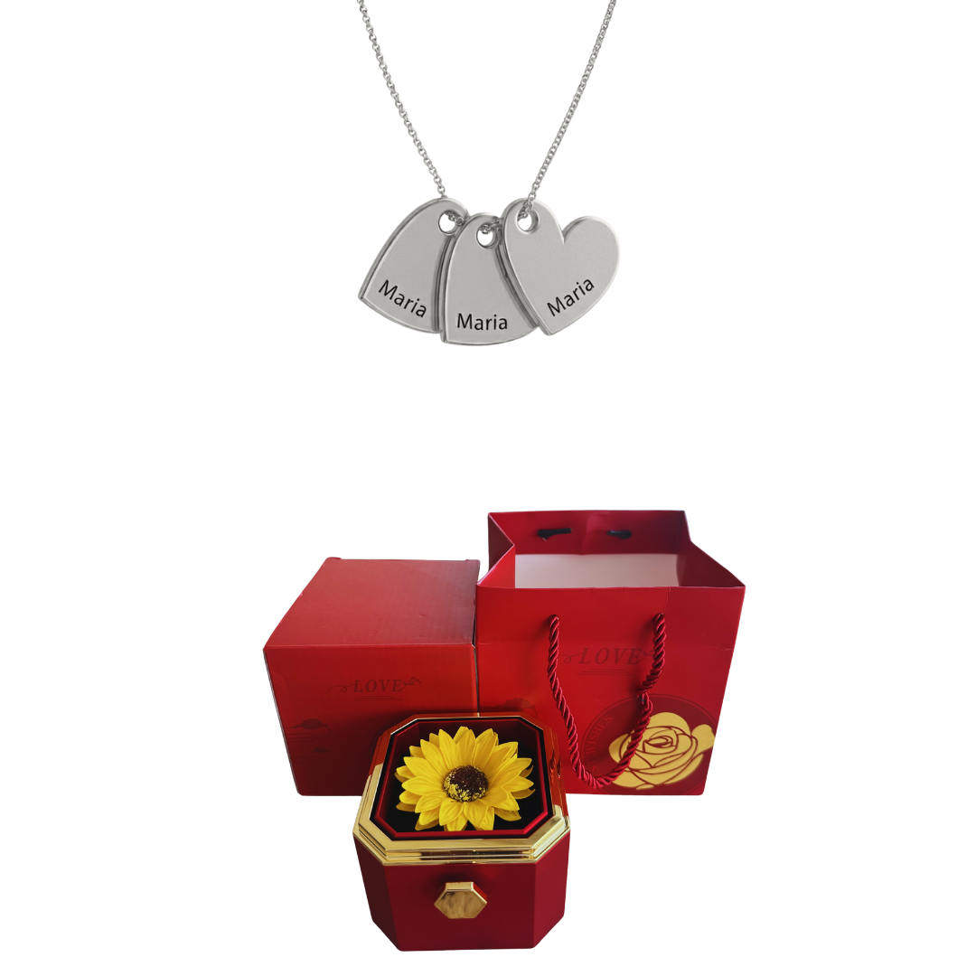 Coffret Tournesol Éternel & Collier Personnalisé