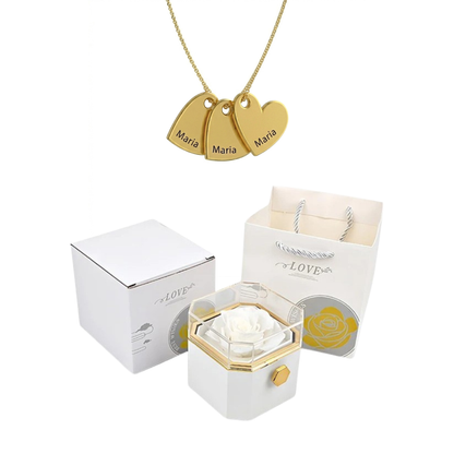 Coffret Rose Éternelle & Collier Personnalisé