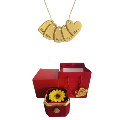 Coffret Tournesol Éternel & Collier Personnalisé
