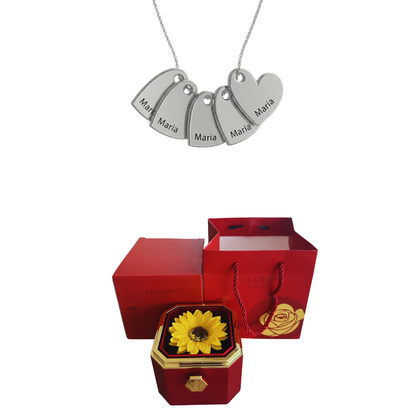 Coffret Tournesol Éternel & Collier Personnalisé