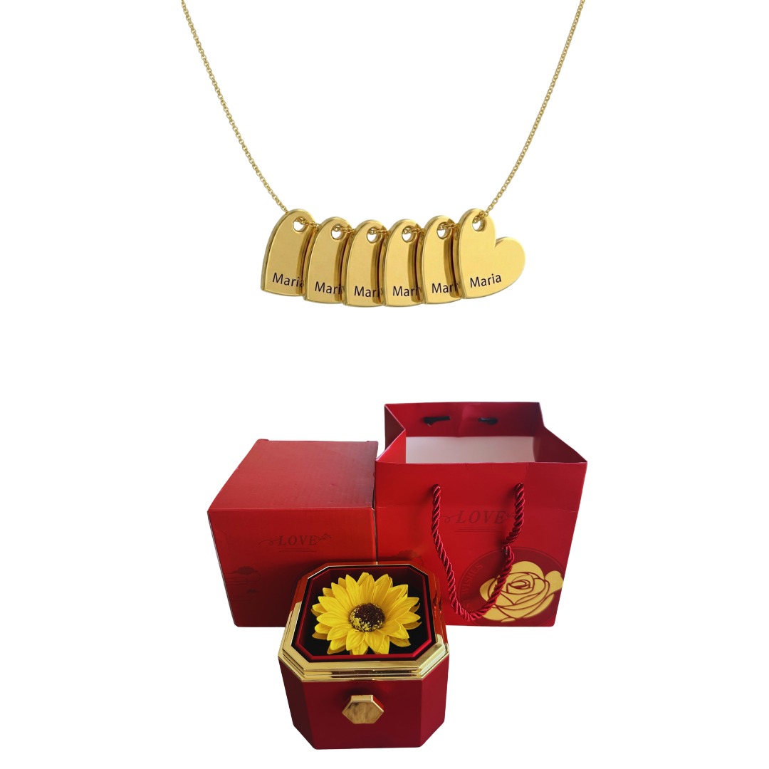 Coffret Tournesol Éternel & Collier Personnalisé