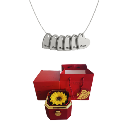 Coffret Tournesol Éternel & Collier Personnalisé