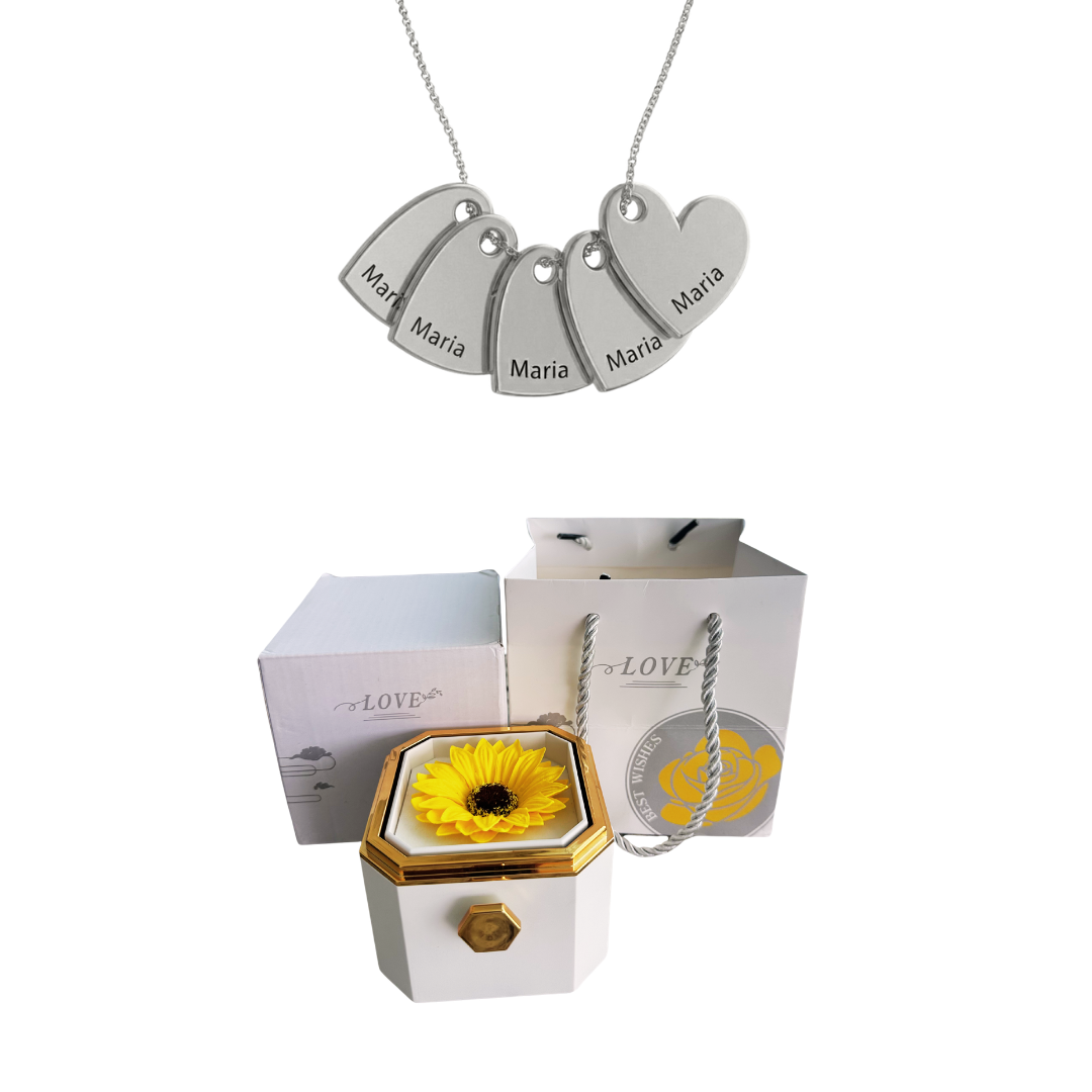 Coffret Tournesol Éternel & Collier Personnalisé