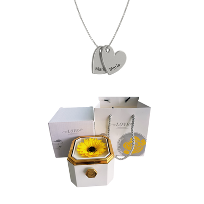 Coffret Tournesol Éternel & Collier Personnalisé
