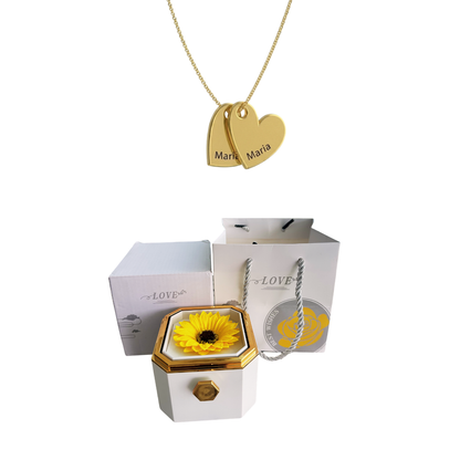 Coffret Tournesol Éternel & Collier Personnalisé