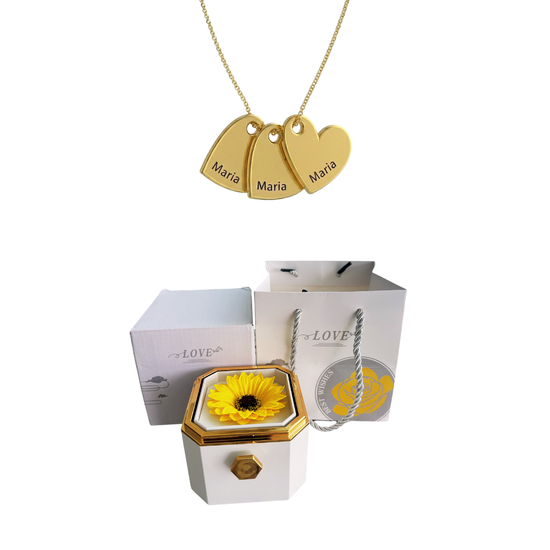 Coffret Tournesol Éternel & Collier Personnalisé