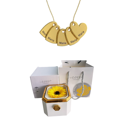 Coffret Tournesol Éternel & Collier Personnalisé