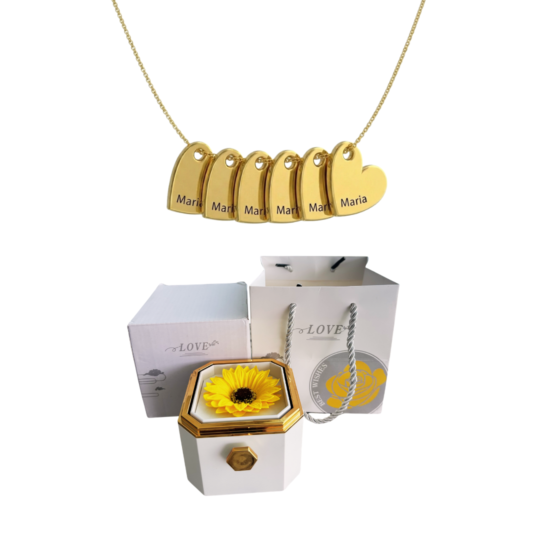 Coffret Tournesol Éternel & Collier Personnalisé