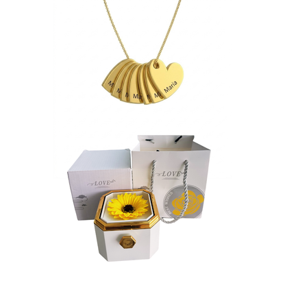 Coffret Tournesol Éternel & Collier Personnalisé