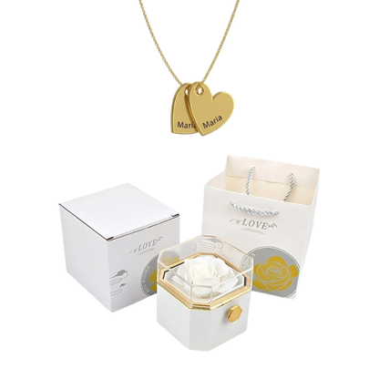 Coffret Rose Éternelle & Collier Personnalisé