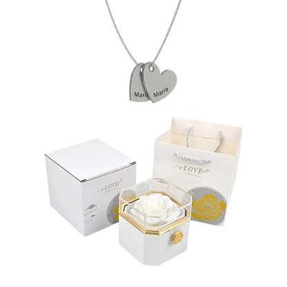 Coffret Rose Éternelle & Collier Personnalisé